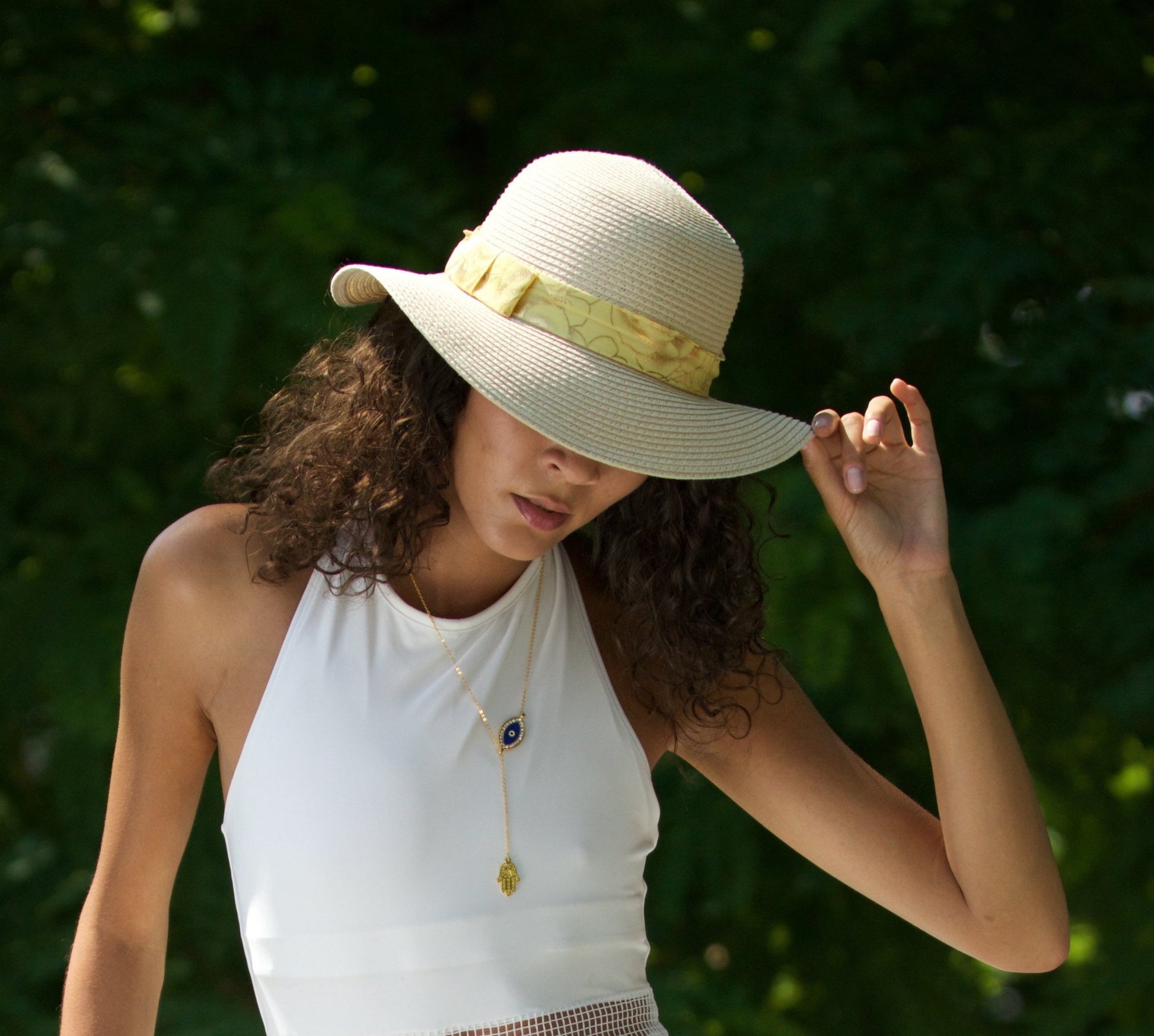 Beach Glam Natural Straw Hat With Gold Ribbon - Women - Accessories - Hats - Sun & Rain - Benn~Burry